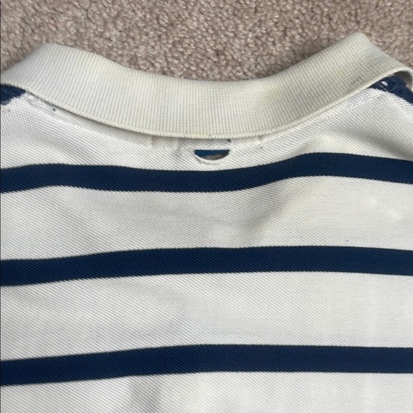 Polo Ralph Lauren White and Navy Striped Polo Shirt - Picture 7 of 9